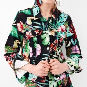 NWOT ZARA Floral Print Denim Jacket